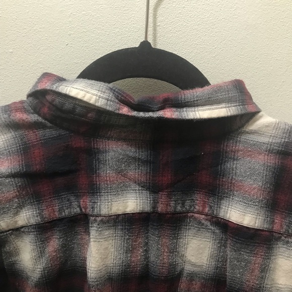 Mens Eddie Bauer L relaxed fit plaid flannel shirt button down red black - Picture 8 of 17